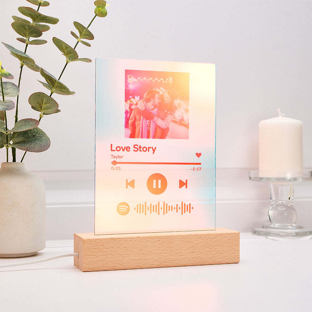 Personalized Photo Holographic Laser Plaque Custom Spotify Code Christmas Gift - MadeMineAU