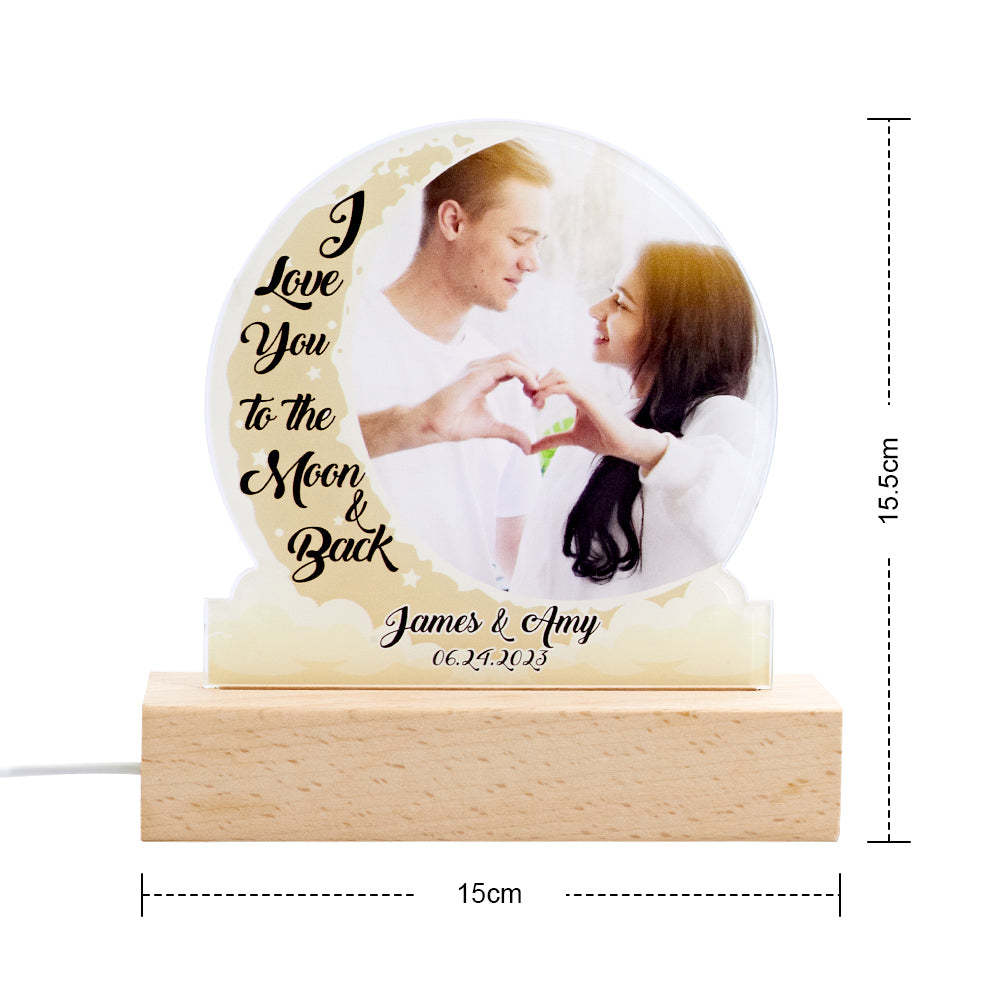 Personalized Photo Light LED Lamp for Lover with Custom Name I Love You to the Moon and Back - auphotomugs