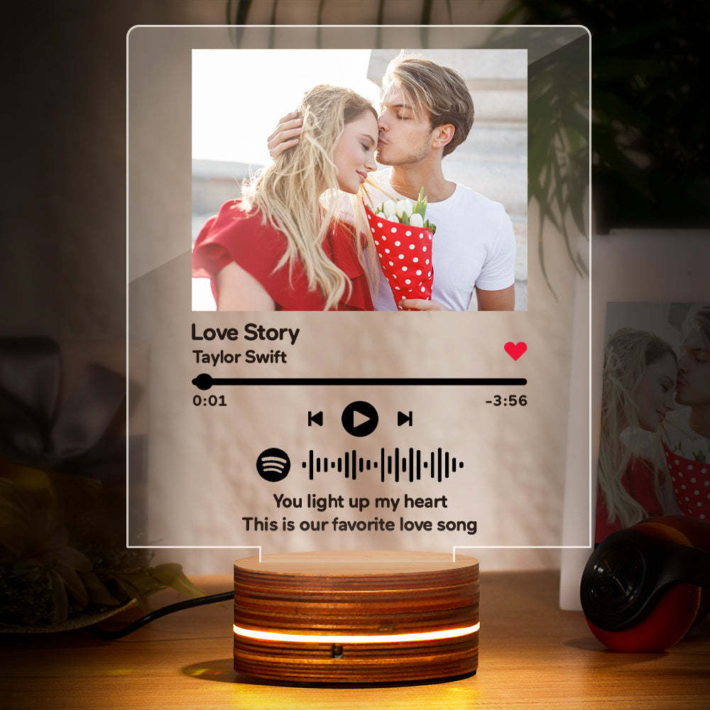 Custom Photo Spotify Code Night Light Music Plaque Night Light Romantic Gift - soufeelus