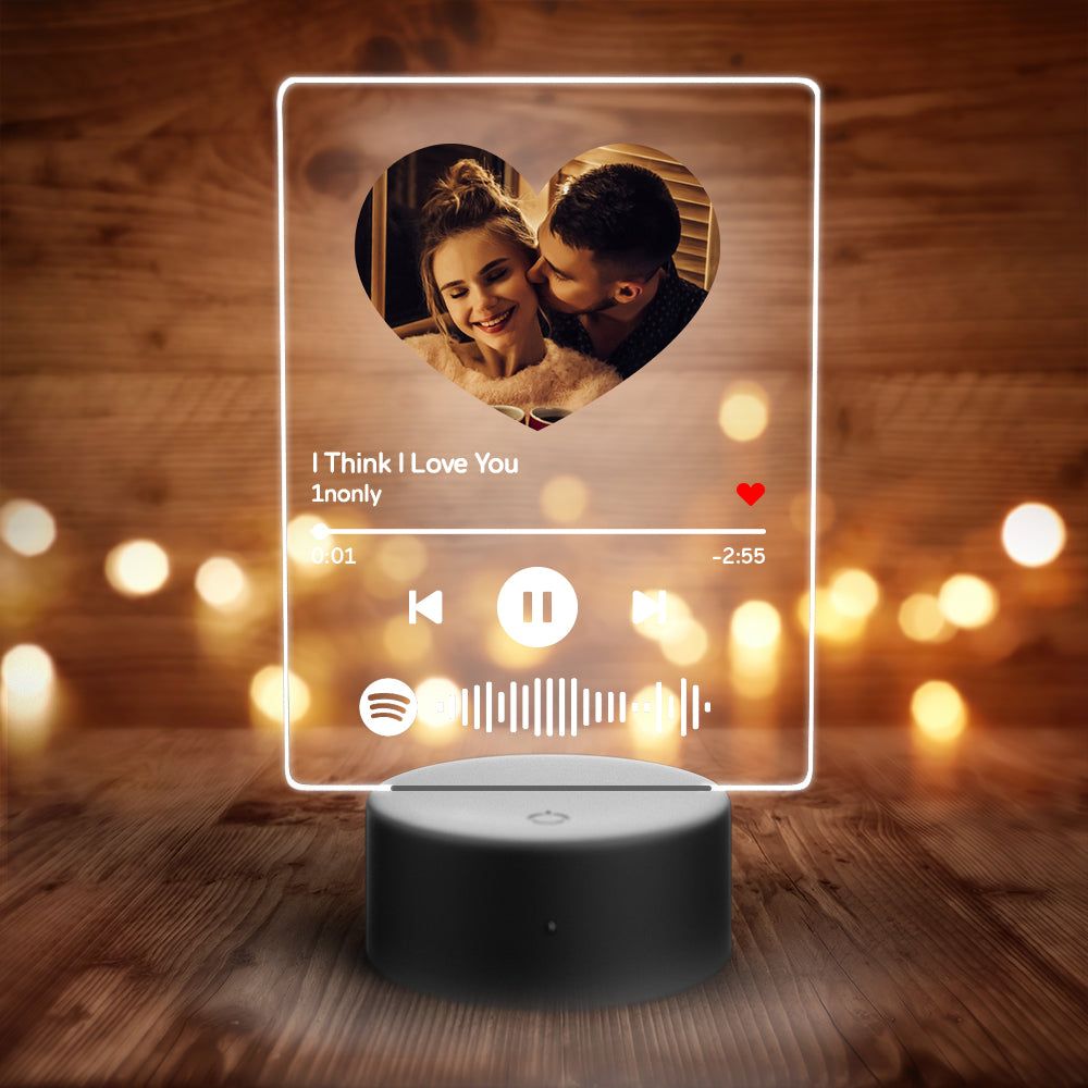 Gifts For Girl Scannable Heart Shaped Custom Photo Spotify Night Light 7 Colors For Couple Anniversary Gifts Best Gift Choice
