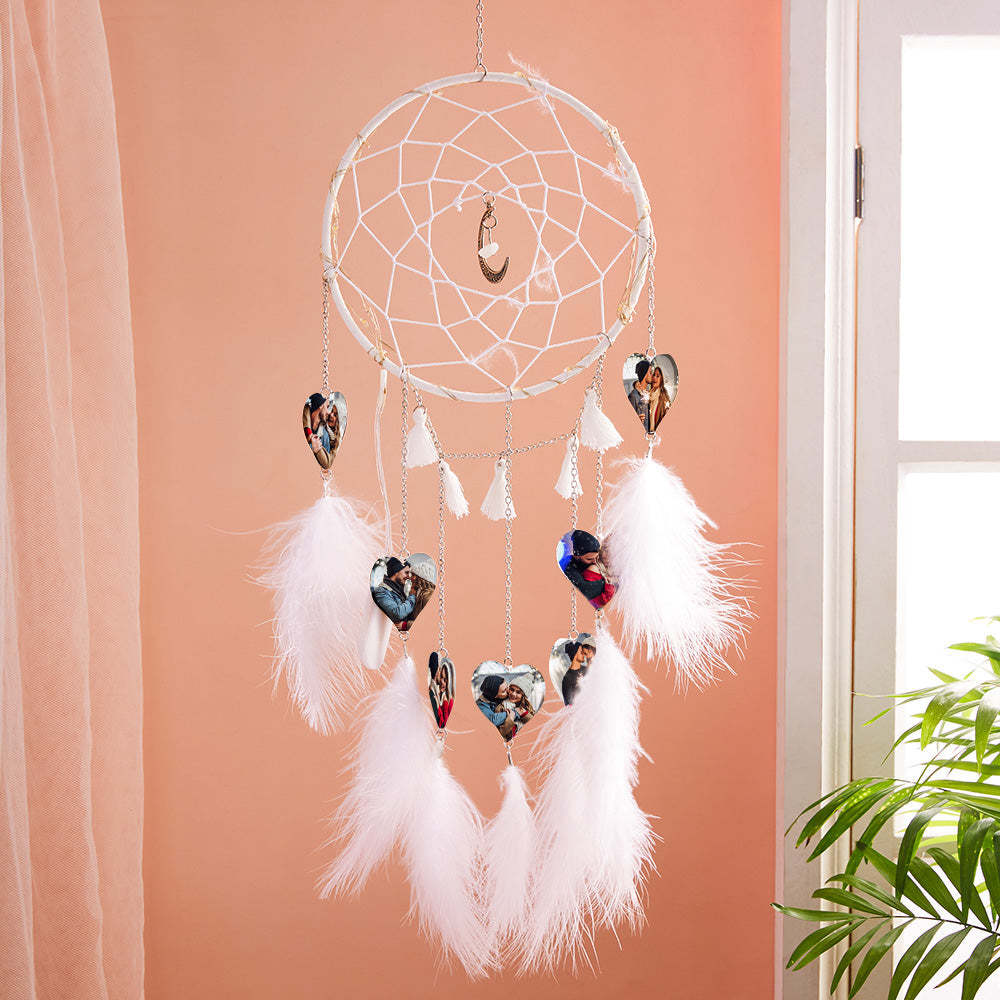 Custom Heart Photo Feather Dream Catcher Wall Room Decor - MademineAU