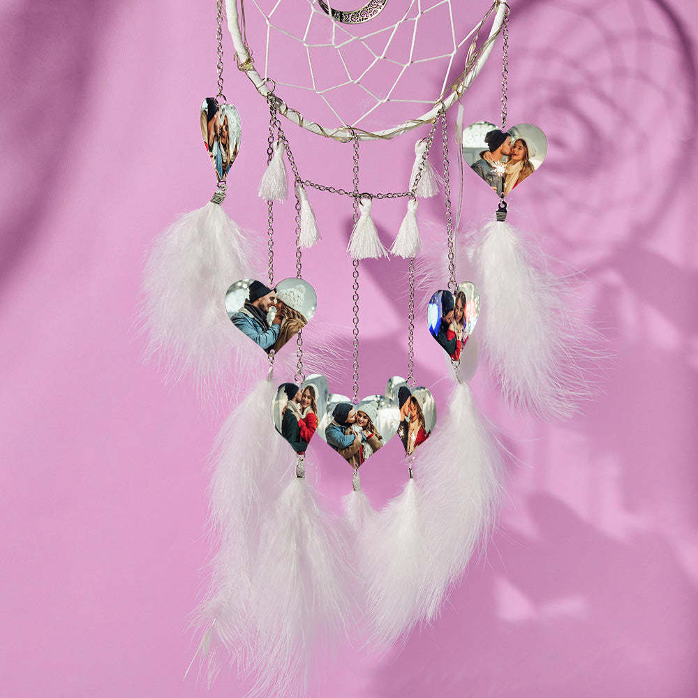 Custom Heart Photo Feather Dream Catcher Wall Room Decor - MademineAU