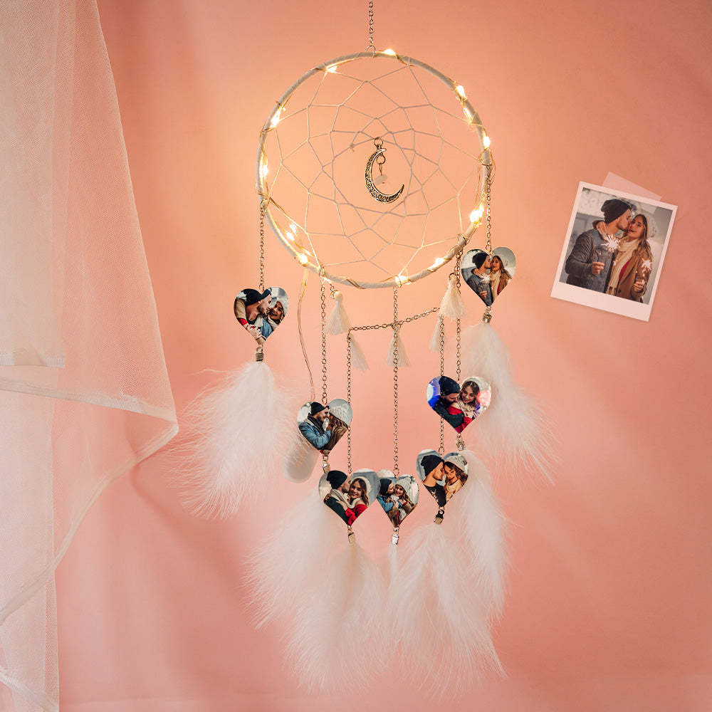 Custom Heart Photo Feather Dream Catcher Wall Room Decor - MademineAU