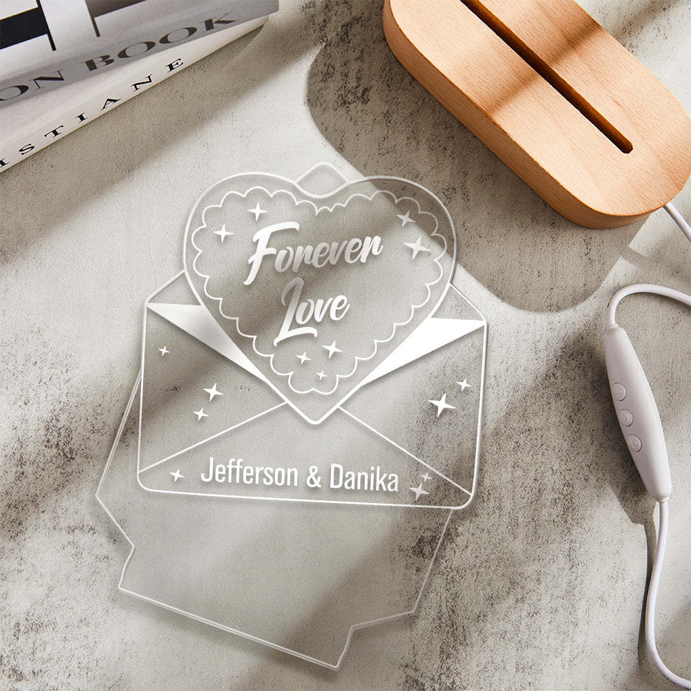 Custom Text Acrylic Envelope Night Light Personalized Coloful Lamp Valentines Day Gift - MadeMineAU