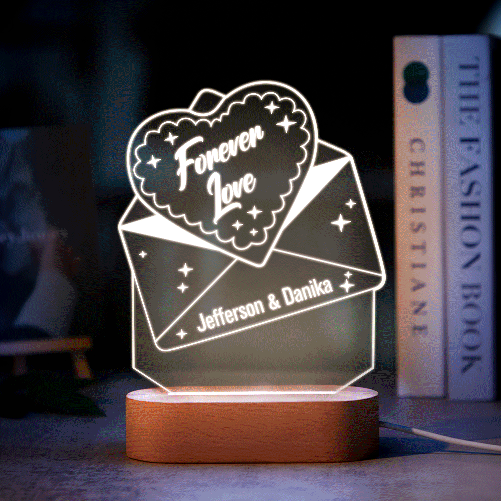 Custom Text Acrylic Envelope Night Light Personalized Coloful Lamp Valentines Day Gift - MadeMineAU