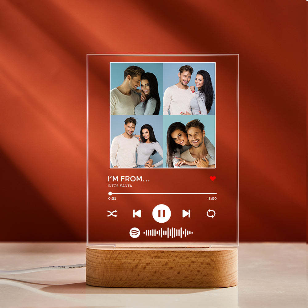 Custom Photos Scannable Spotify Code Lamp Acrylic Colorful Night Light Romantic Valentine's Day Gift - MadeMineAU