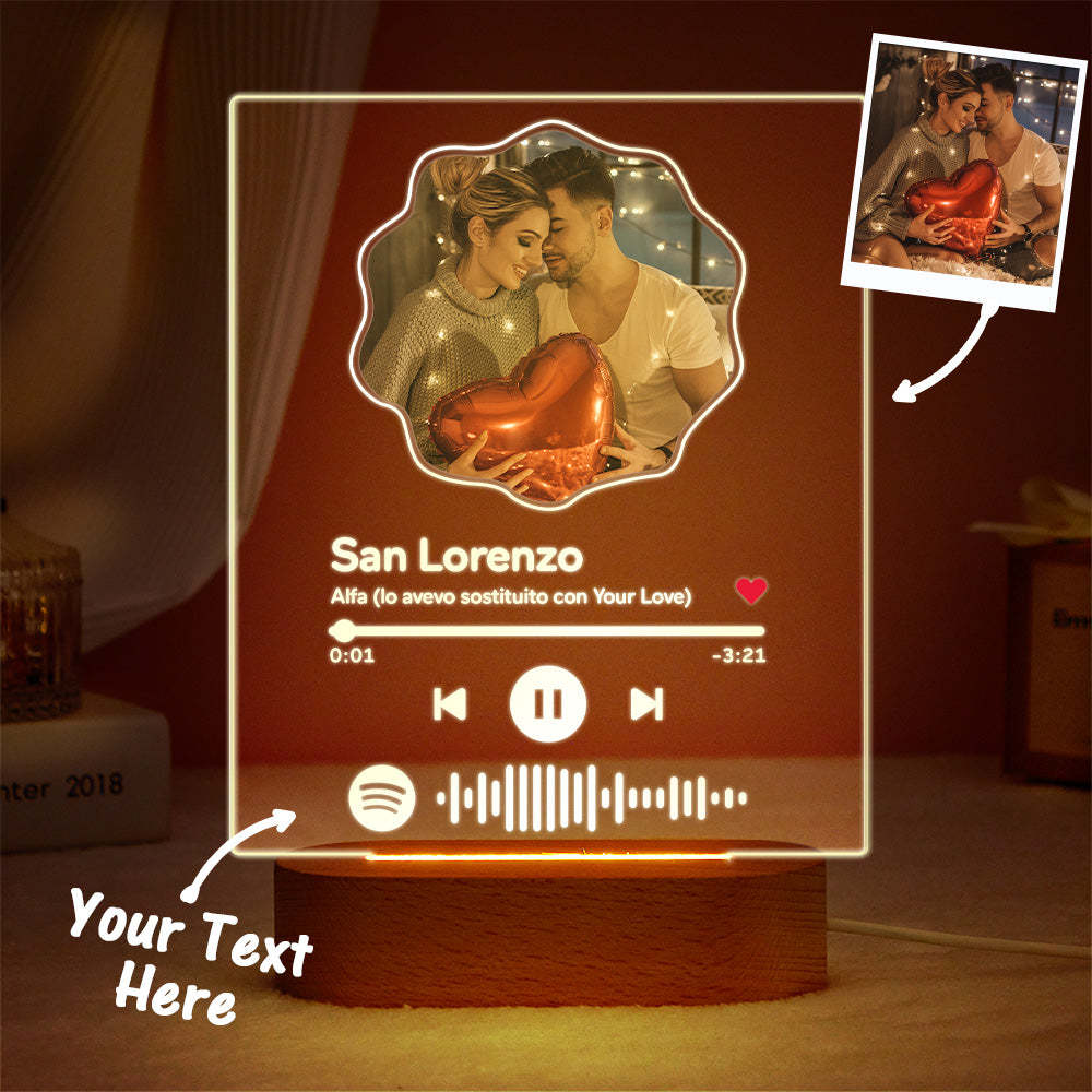 Custom Scannable Spotify Code Colorful Night Light Flower Photo Gifts for Couples - MadeMineAU