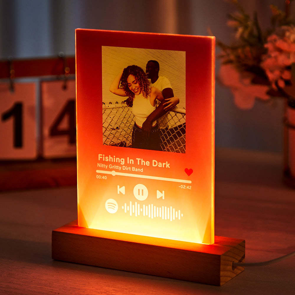 Scannable Spotify Code Night Light Custom Photo Acrylic Music Plaque Romantic Gift - MadeMineAU