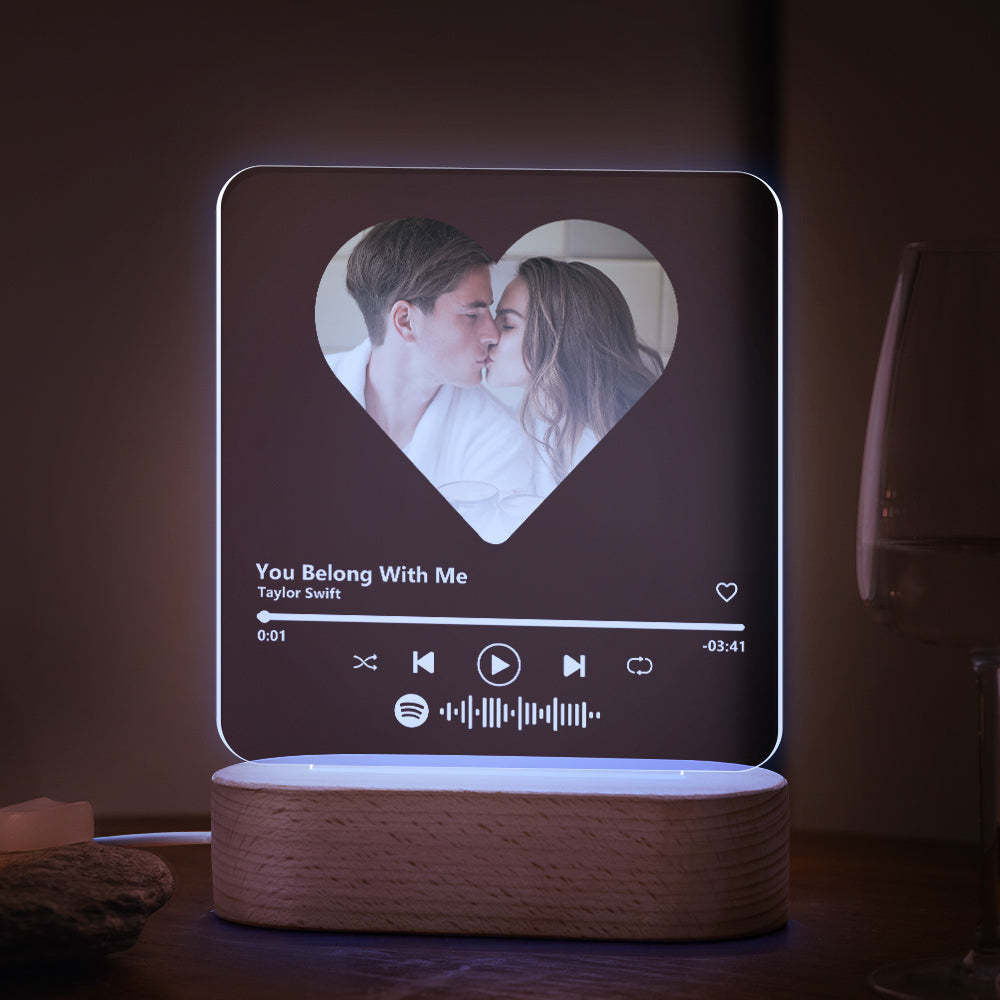 Custom Spotify Code Heart 7 Color Lamp Acrylic Music Plaque Night Light - MadeMineAU