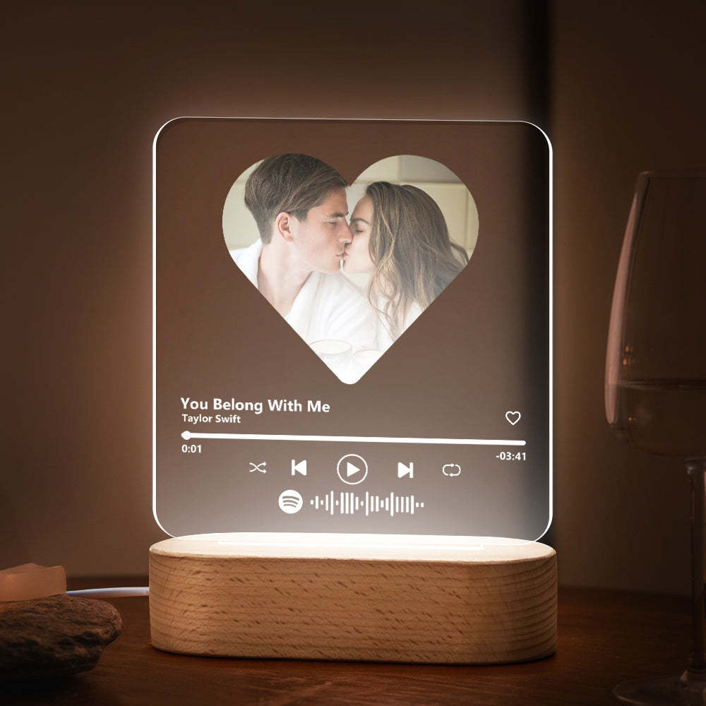Custom Spotify Code Heart 7 Color Lamp Acrylic Music Plaque Night Light - MadeMineAU