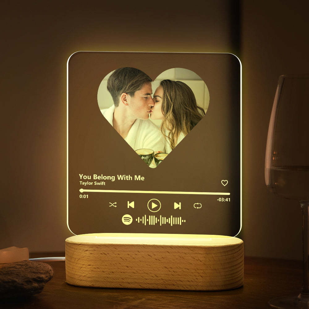 Custom Spotify Code Heart 7 Color Lamp Acrylic Music Plaque Night Light - MadeMineAU