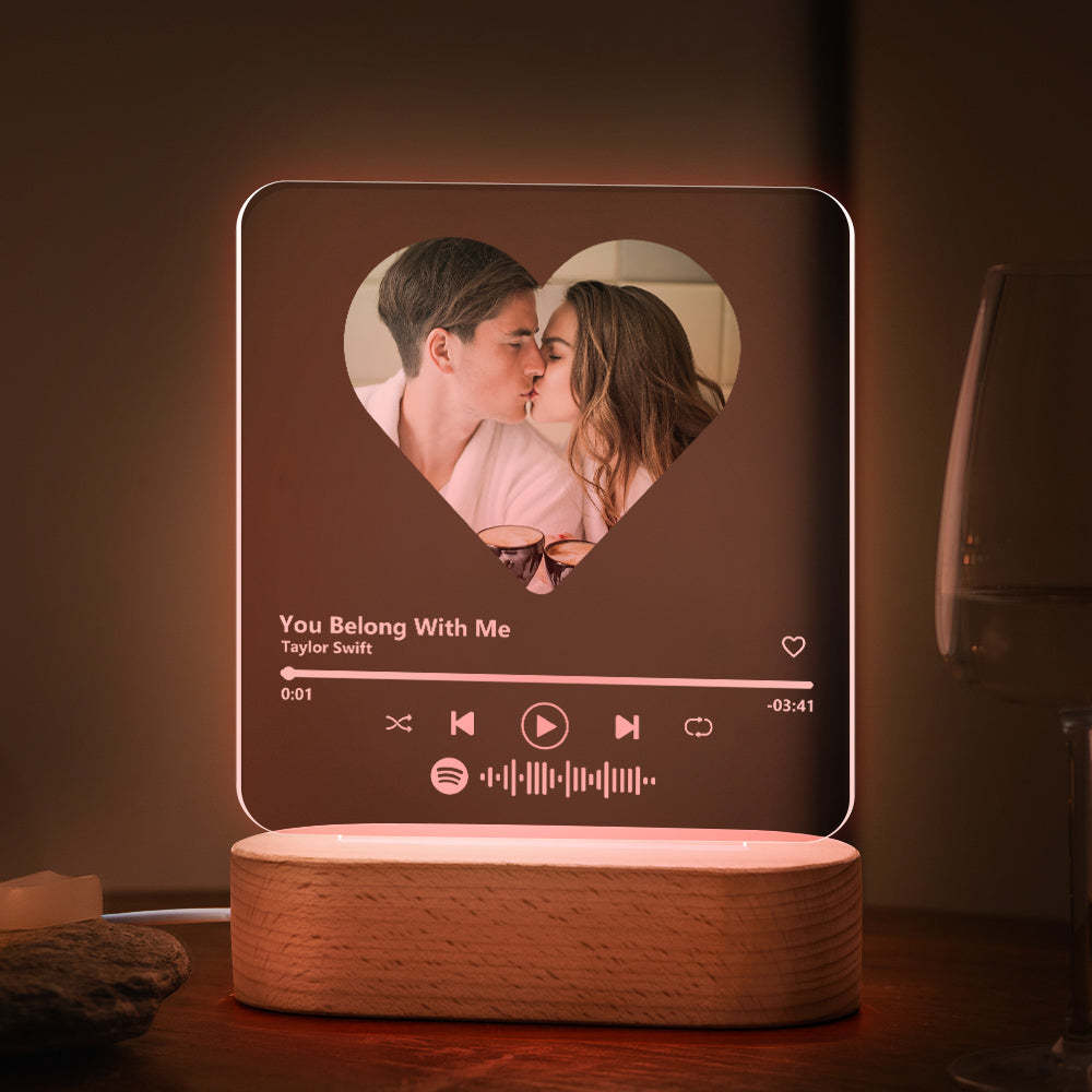 Custom Spotify Code Heart 7 Color Lamp Acrylic Music Plaque Night Light - MadeMineAU