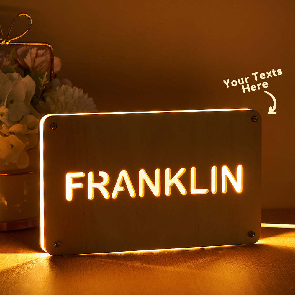 Personalized Wood Night Light With Text Custom Name Lamp For Living Room - MadeMineAU