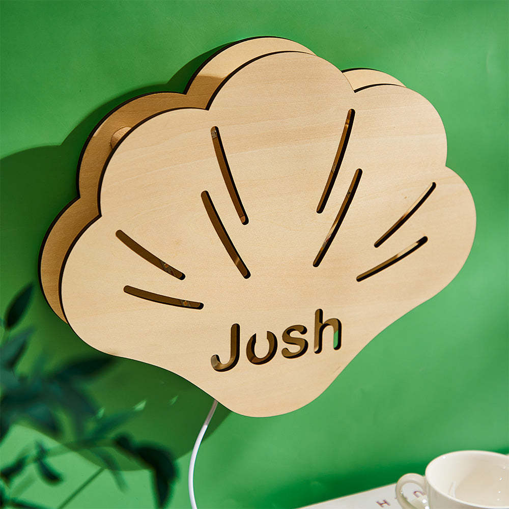 Shell Model Name Wooden Lamp Personalized Wall Night Light Birthday Gift - MadeMineAU