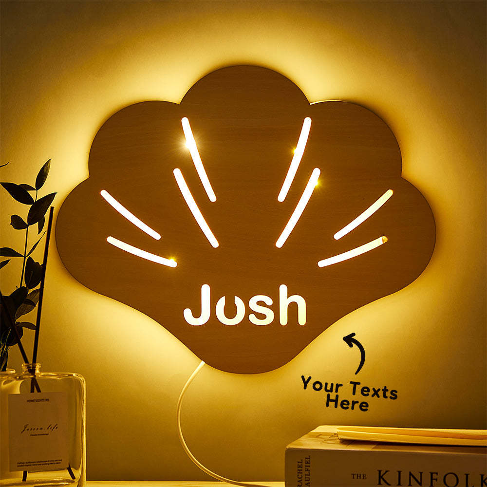 Shell Model Name Wooden Lamp Personalized Wall Night Light Birthday Gift - MadeMineAU