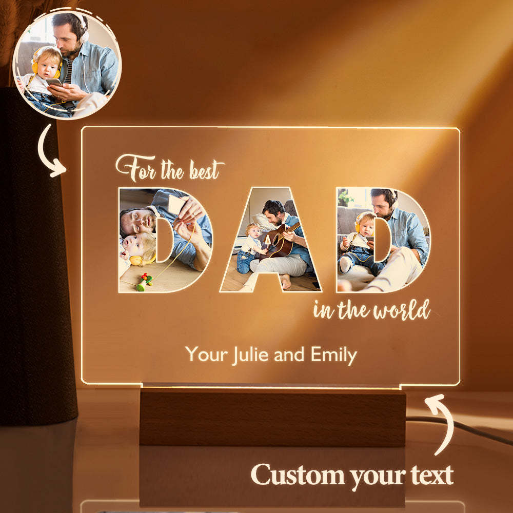 Custom Father's Day Night Light Personalized Photo Acrylic Lamp Gifts for Dad - MadeMineAU