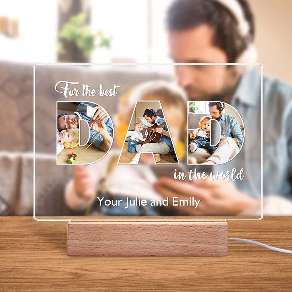 Custom Father's Day Night Light Personalized Photo Acrylic Lamp Gifts for Dad - MadeMineAU