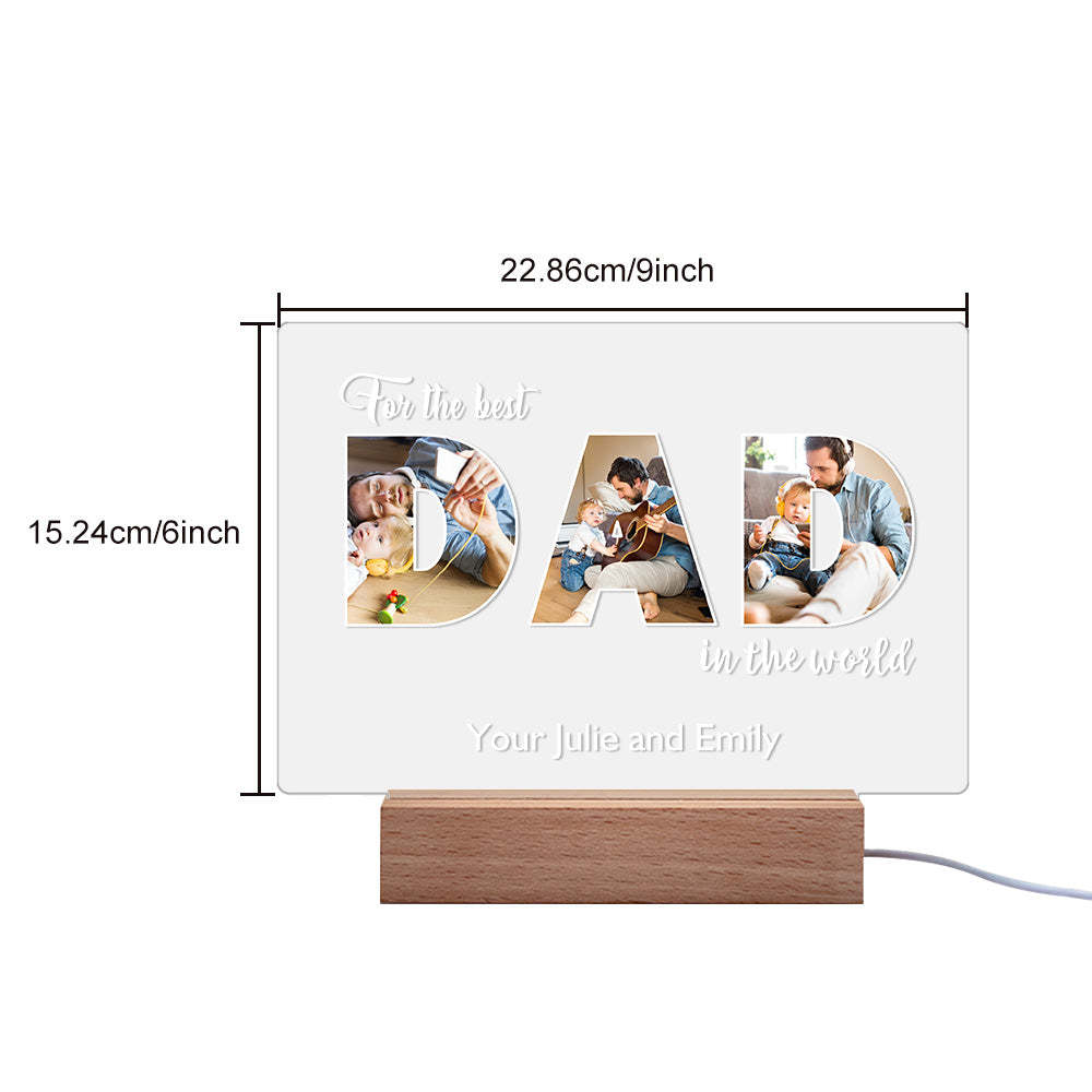 Custom Father's Day Night Light Personalized Photo Acrylic Lamp Gifts for Dad - MadeMineAU
