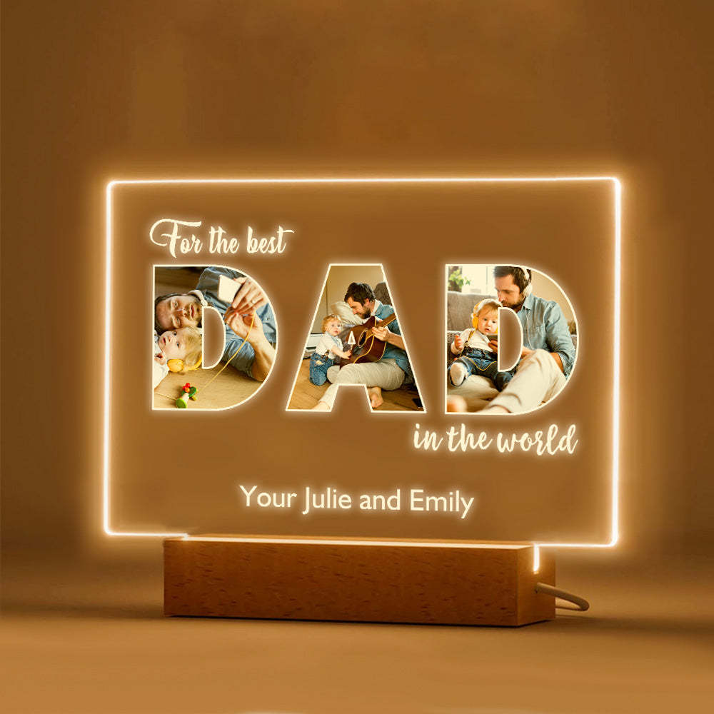 Custom Father's Day Night Light Personalized Photo Acrylic Lamp Gifts for Dad - MadeMineAU