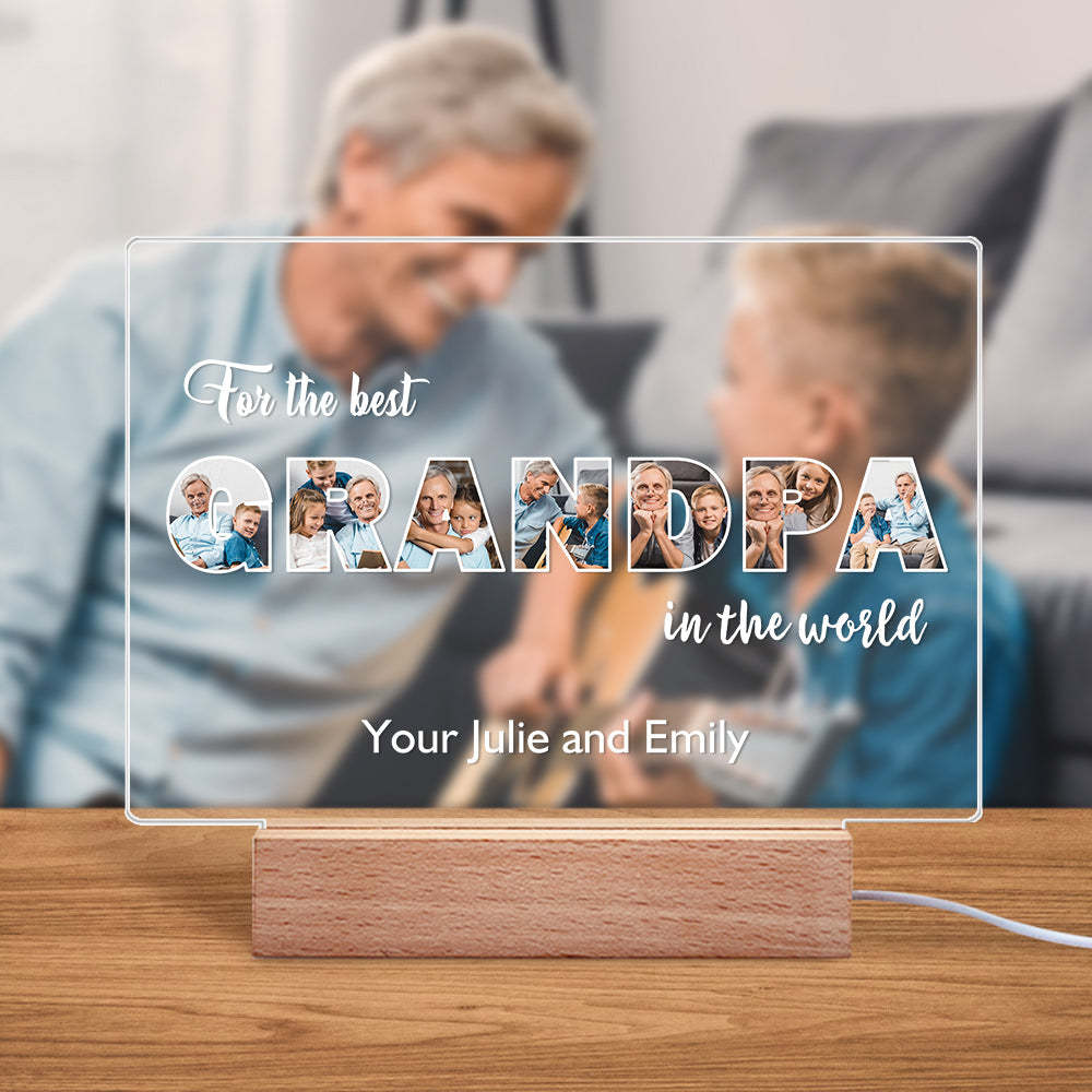 Custom Night Light Personalized Photo Acrylic Lamp Father's Day Gifts for Grandpa - MadeMineAU