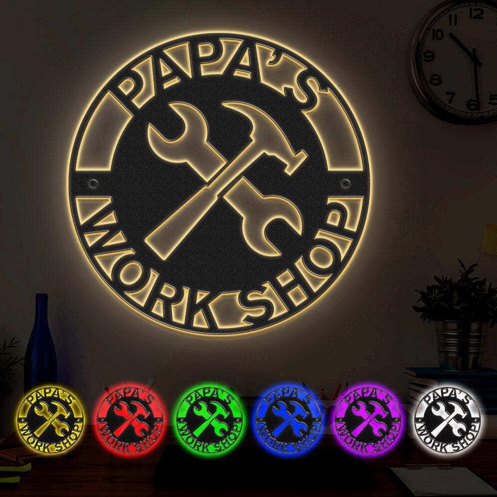 Custom Father's Day Metal Sign Personalized LED Lights Wall Art Decor Gift for Dad - MadeMineAU