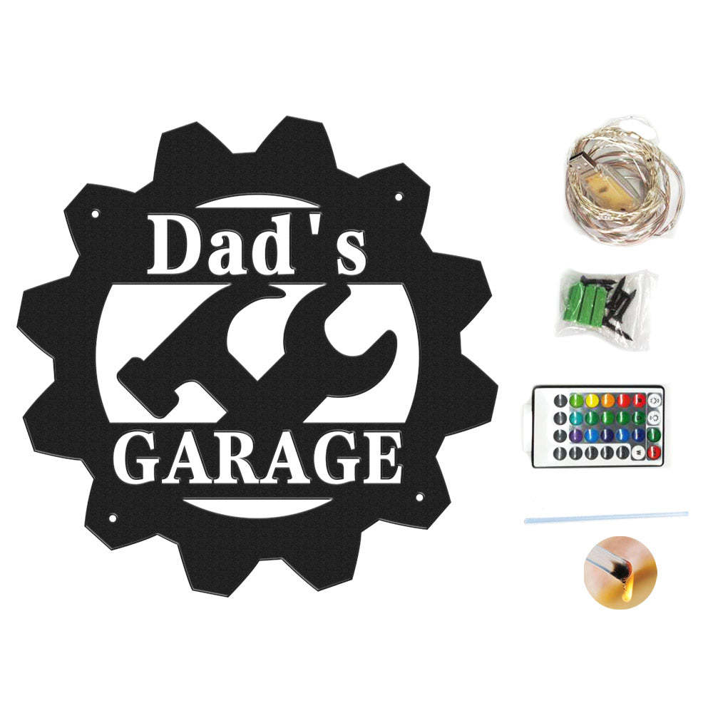 Custom Garage Metal Sign Personalized LED Lights Wall Art Decor Father's Day Gift for Dad - MadeMineAU