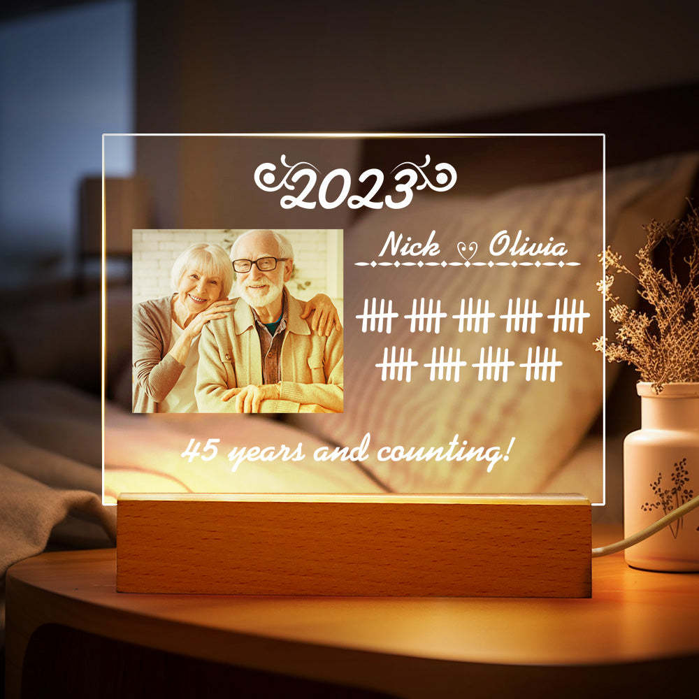 Custom Anniversary Lamp Personalized Night Light Engraved Name Lamp For Anniversary Gifts - auphotomugs