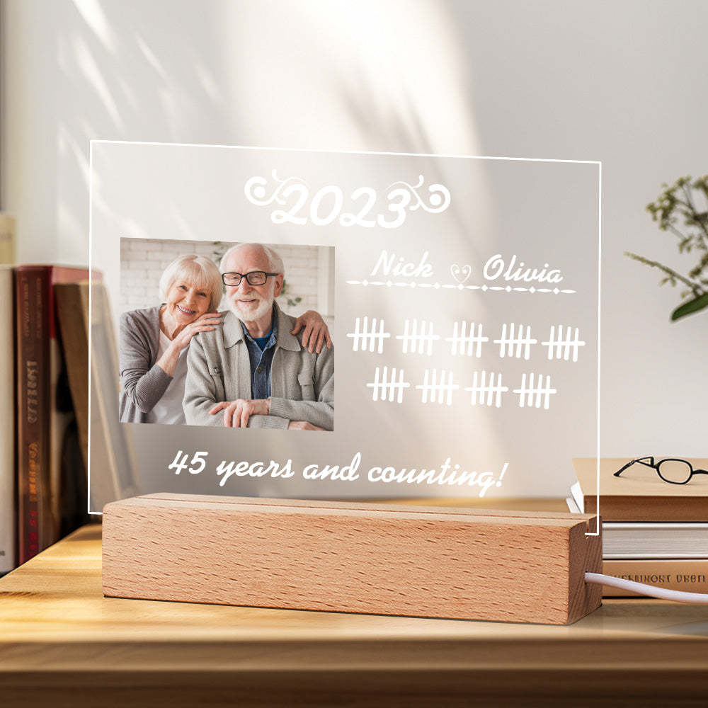 Custom Anniversary Lamp Personalized Night Light Engraved Name Lamp For Anniversary Gifts - auphotomugs