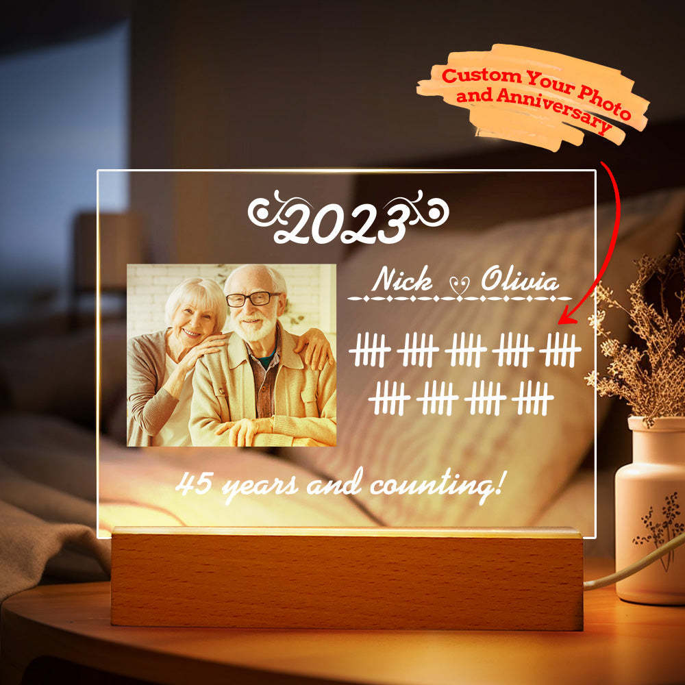 Custom Anniversary Lamp Personalized Night Light Engraved Name Lamp For Anniversary Gifts - auphotomugs
