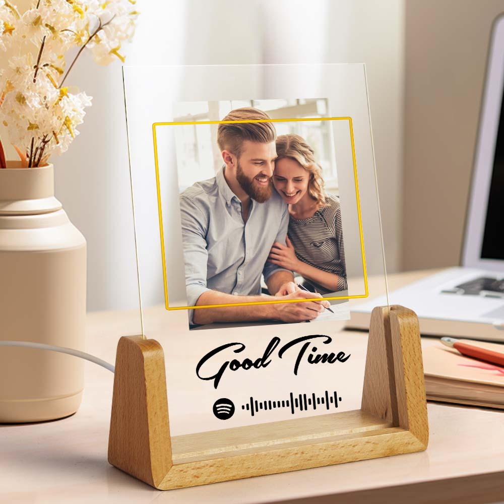 Good Time Personalized Photo Song Plaque Custom Night Light Spotify Plaque Lamp with Spotify Code Anniversary Gift - MyPhotoLighter