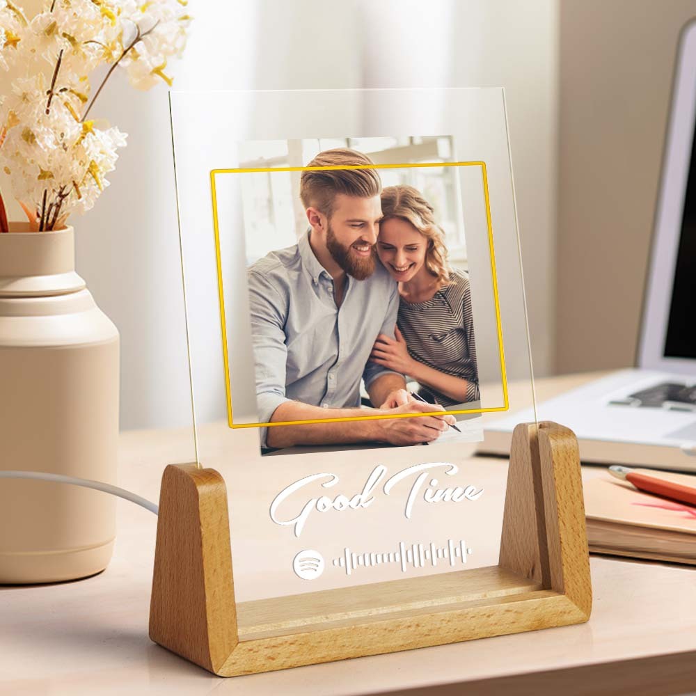 Good Time Personalized Photo Song Plaque Custom Night Light Spotify Plaque Lamp with Spotify Code Anniversary Gift - MyPhotoLighter