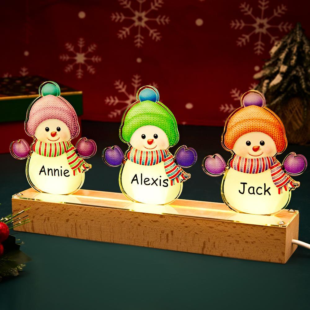 Personalized Christmas Night Light With Name Snowman Led Night Light Custom Christmas Gift Family Name Gift For Mom - MadeMineAU