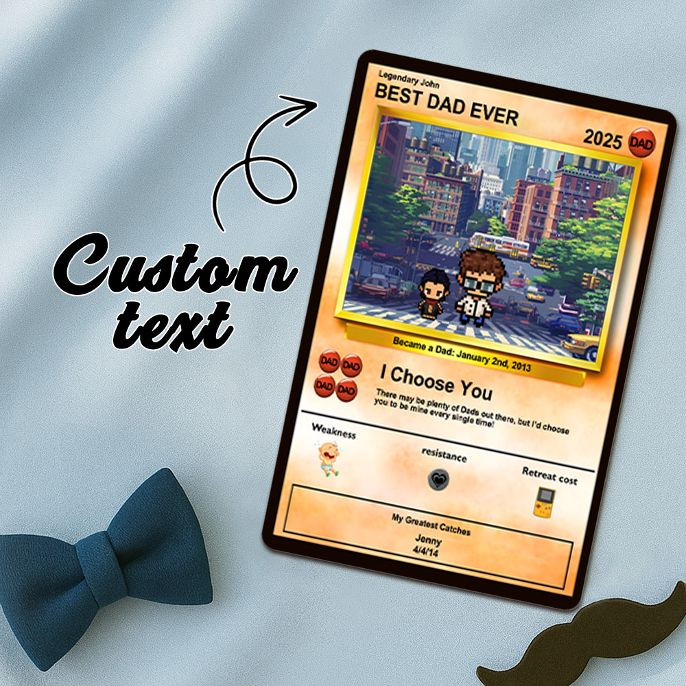 Father's Day Poke Card, Custom Poke Card Fathers Day Gift For A Poke Lover!  Printed On Our Signature Metal Cards To Create A Memorable Keepsake - MyPhotoSocks