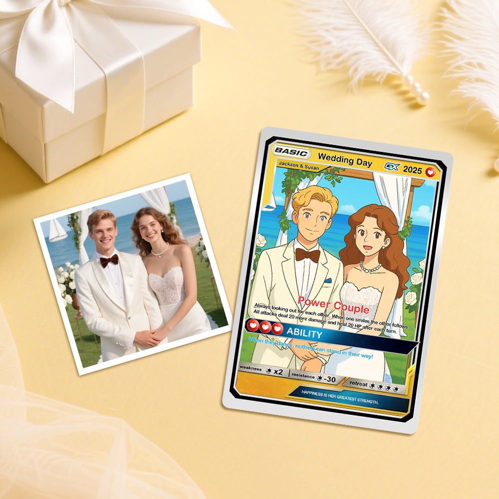 Personalized Couple Poke Card, Custom Wedding Gift, Unique Present for Bride and Groom - MademineAU