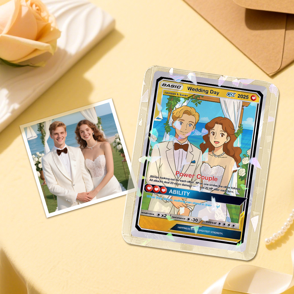 Personalized Couple Poke Card, Custom Wedding Gift, Unique Present for Bride and Groom - MademineAU