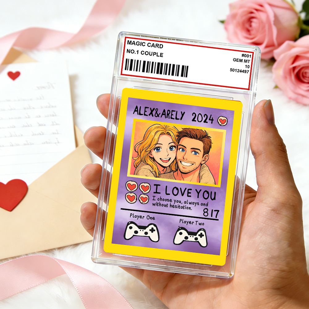 Personalized Valentine’s Day Power Couple Card, Custom Anniversary Card Couple Photo Anime Style, Best Valentine's Day Gift for Lover - MademineAU