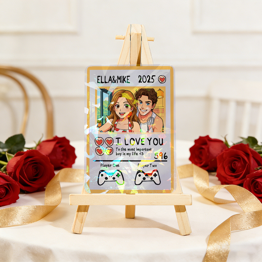 Personalized Valentine’s Day Power Couple Card, Custom Anniversary Card Couple Photo Anime Style, Best Valentine's Day Gift for Lover - MademineAU