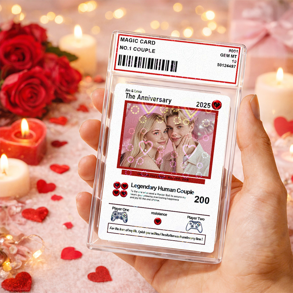 Personalized Valentine’s Day Power Couple Card, Custom Anniversary Card Couple Photo Anime Style, Best Valentine's Day Gift for Lover - MademineAU