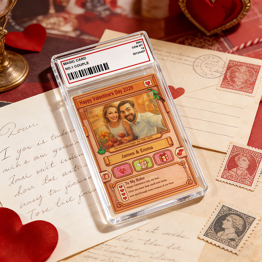 Personalized Valentine’s Day Power Couple Card, Custom Anniversary Card Couple Photo Anime Style, Best Valentine's Day Gift for Lover - MademineAU