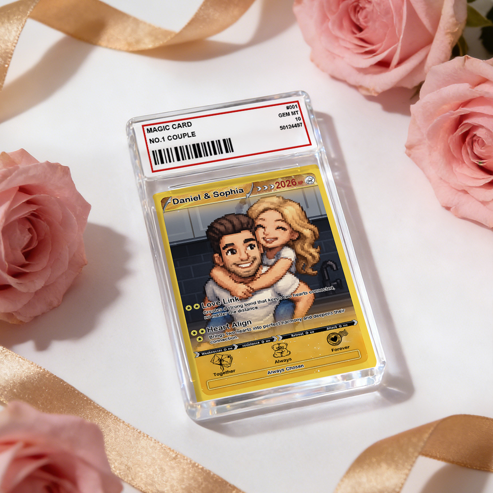 Personalized Valentine’s Day Power Couple Card, Custom Anniversary Card Couple Photo Anime Style, Best Valentine's Day Gift for Lover - MademineAU