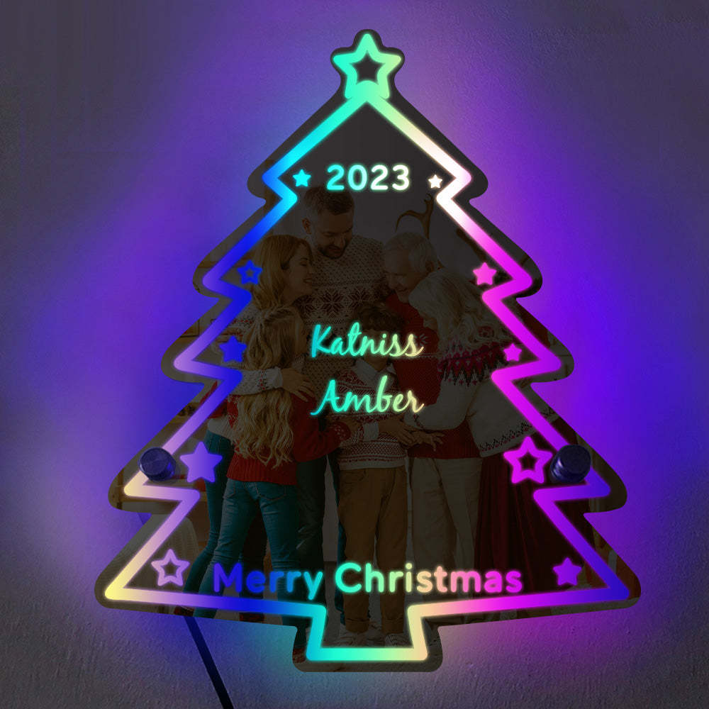 Personalized Family Name Christmas Tree Mirror Light - MadeMineAU