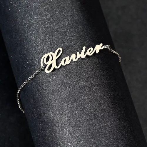 Custom Name Anklet Copper in Silver For Her - MadeMineAU