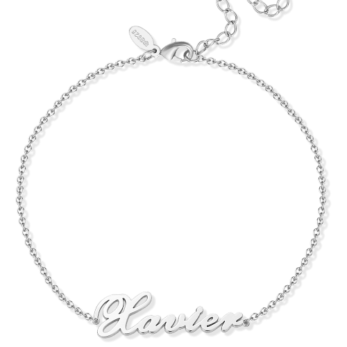 Custom Name Anklet Copper in Silver For Her - MadeMineAU