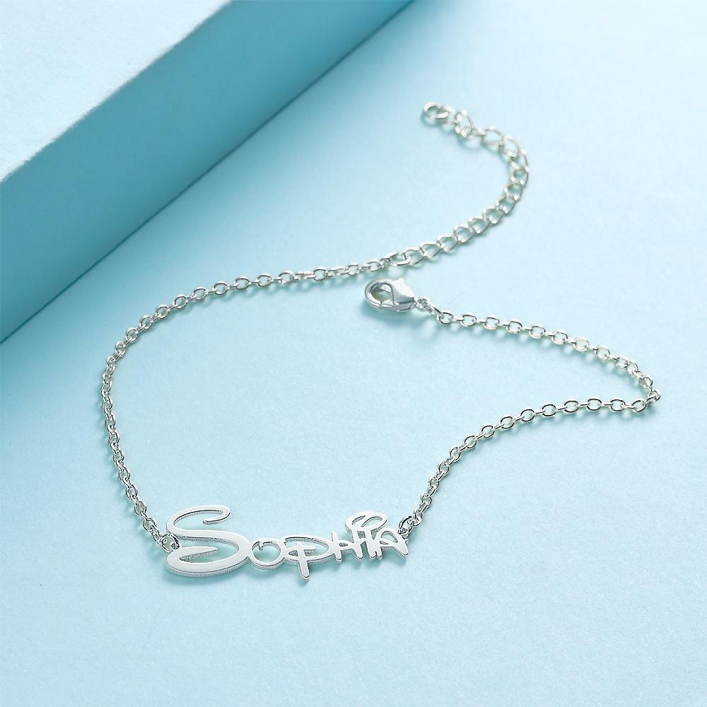 Custom Disney Name Anklet Silver Unique Gift - MadeMineAU