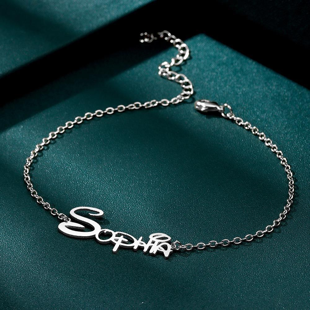 Custom Disney Name Anklet Silver Unique Gift - MadeMineAU
