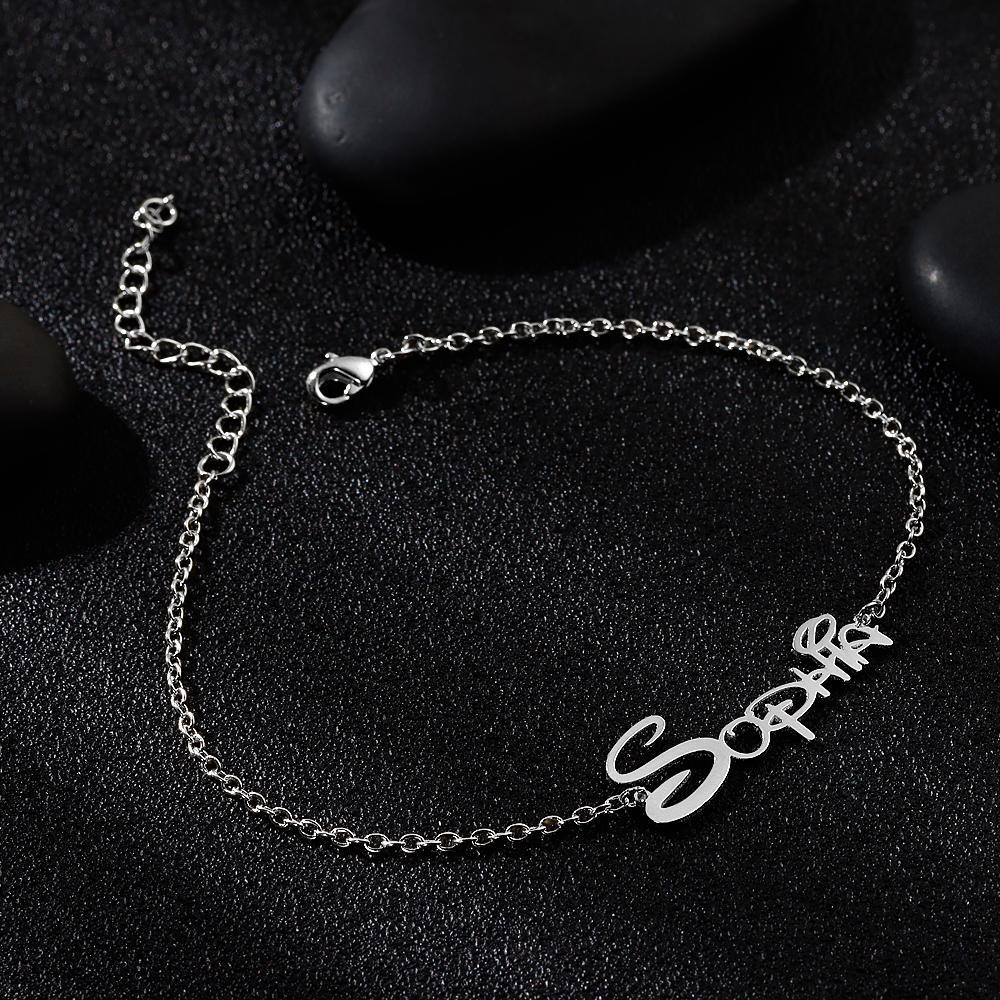 Custom Disney Name Anklet Silver Unique Gift - MadeMineAU
