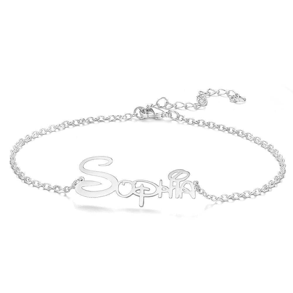 Custom Disney Name Anklet Silver Unique Gift - MadeMineAU