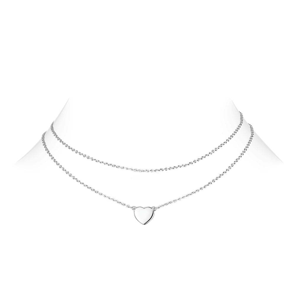 Heart Necklace Choker Clavicle Silver Necklace For Women - MadeMineAU