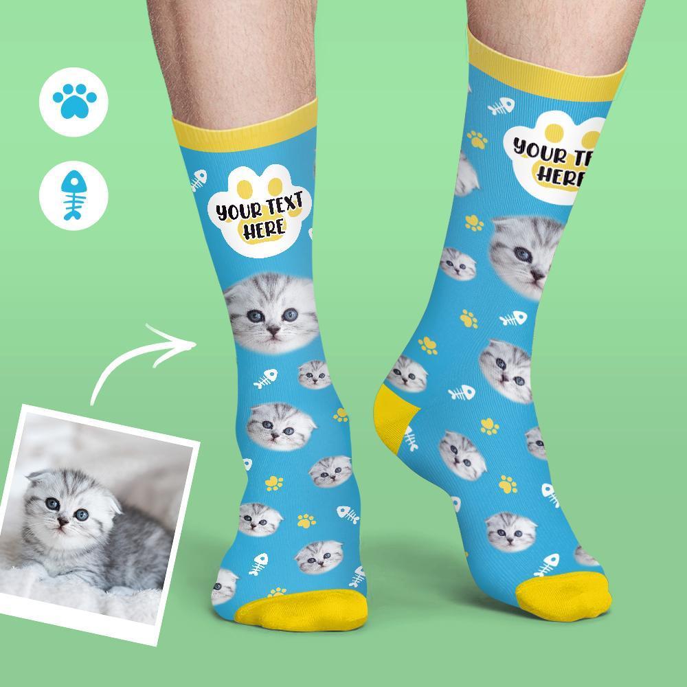 Custom Face Socks Colorful Candy Series Soft And Comfortable Cat Socks - MadeMineAU