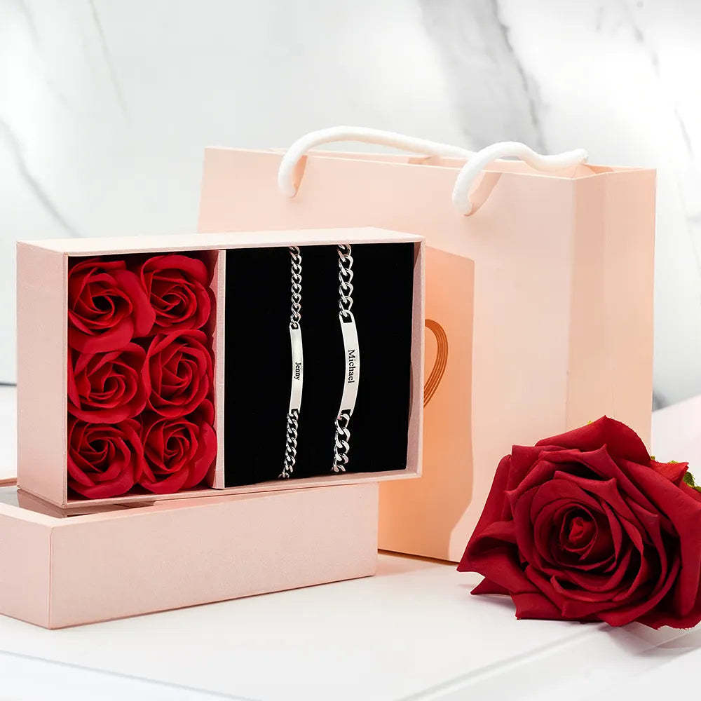 Custom Engraved Bracelet Set Personalized Fashion Bracelet For Couples Unique Personalized Bracelets for Valentines' Day Gifts - MadeMineAU